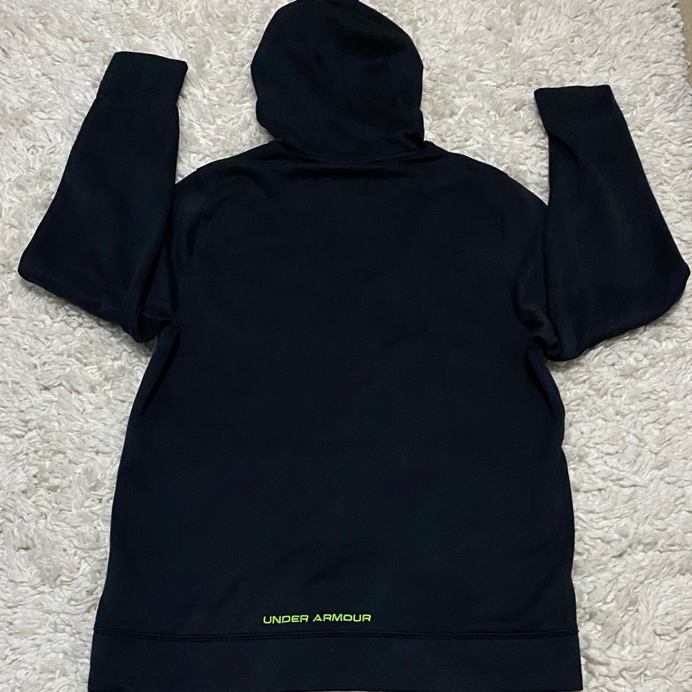 Under Armour Mens size large black Hoodie with Bright green trimmed Logo - Picture 14 of 14